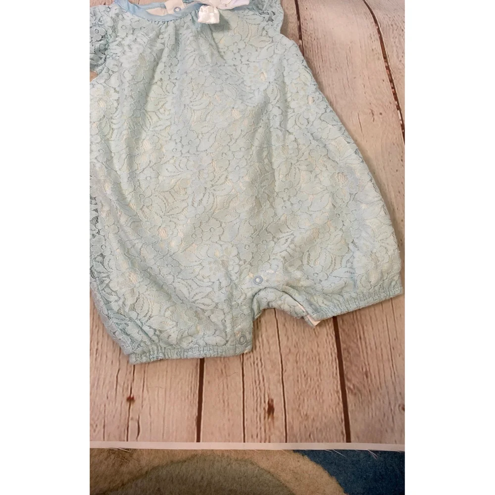 Cat & Jack Ice Blue Lace Fully Lined Baby Romper